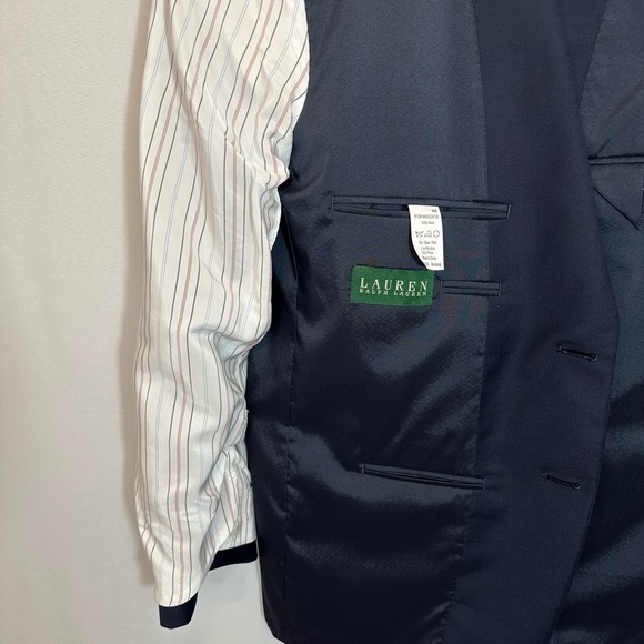 Lauren Ralph Lauren 100% Wool Mens Sports Coat Jacket Blazer Gold Buttons Blue - Picture 3 of 14